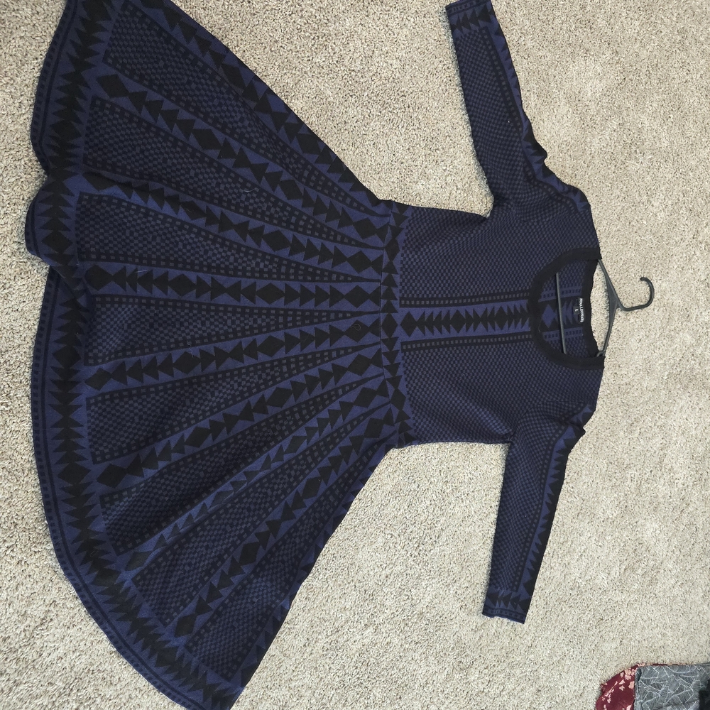 Nina Leonard Navy and Black Patterned Dress
